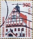 GERMANY - CIRCA 2000 : a postage stamp from Germany, showing sights in Germany. Grimma town hall