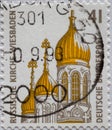 GERMANY - CIRCA 1993 : a postage stamp from Germany, showing sights in Germany. Russian Church Wiesbaden