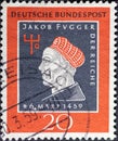 GERMANY - CIRCA 1959: a postage stamp printed in Germany showing an image of Jacob Fugger the rich. Text: 500 year birthday