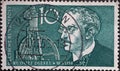 GERMANY - CIRCA 1958: a postage stamp printed in Germany showing a Portrait of engineer Rudolf Diesel with part of a photo in the
