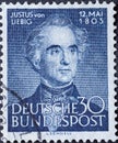 GERMANY - CIRCA 1953: a postage stamp printed in Germany showing an image of Justus von Liebig circa 1953