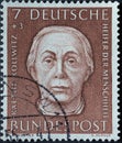 GERMANY - CIRCA 1954: a postage stamp printed in Germany showing an image of KÃÂ¤the Kollwitz, circa 1954