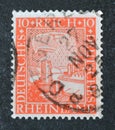 Germany, circa 1925 : Postage stamp printed by Germany, that shows Rhineland