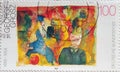 GERMANY - CIRCA 1993 : a postage stamp from Germany, showing an abstract German painting titled CafÃÂ© by George Grosz