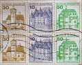 GERMANY - CIRCA 1977: a postage stamp from Germany, showing historical castles in Germany. Overprint part of a booklet Royalty Free Stock Photo