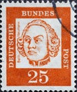 GERMANY - CIRCA 1961: a postage stamp from Germany, showing a portrait of the important German builder of the Baroque era, Balthas