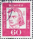 GERMANY - CIRCA 1961: a postage stamp from Germany, showing a portrait of the important German doctor, poet, philosopher Friedrich