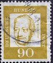 GERMANY - CIRCA 1961: a postage stamp from Germany, showing a portrait of the important German doctor, sociologist, economist Fran