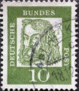 GERMANY - CIRCA 1961: a postage stamp from Germany, showing a portrait of the important German painter, graphic artist, mathematic