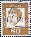 GERMANY - CIRCA 1961: a postage stamp from Germany, showing a portrait of the important German playwright, narrator, poet Heinrich