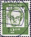 GERMANY - CIRCA 1961: a postage stamp from Germany, showing a portrait of the important German playwright and writer Gerhart Haupt