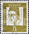 GERMANY - CIRCA 1961: a postage stamp from Germany, showing a portrait of the important German scholar and Bishop Albertus Magnus