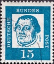 GERMANY - CIRCA 1961: a postage stamp from Germany, showing a portrait of the important German theology professor, initiator of th