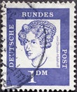 GERMANY - CIRCA 1961: a postage stamp from Germany, showing a portrait of the important German writer and composer Annette von Dro