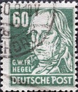 GERMANY - CIRCA 1948: a postage stamp from Germany, showing a portrait of the philosopher, politician and author Georg Wilhelm Fri