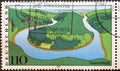GERMANY - CIRCA 2000: a postage stamp from Germany, showing the river Saar with the Saar loop