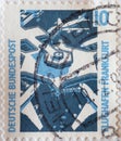 GERMANY - CIRCA 1988 : a postage stamp from Germany, showing sights in Germany. Frankfurt Main Airport