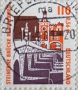 GERMANY - CIRCA 2000 : a postage stamp from Germany, showing sights in Germany. Stone Bridge Regensburg Royalty Free Stock Photo