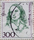 GERMANY - CIRCA 1989 : a postage stamp from Germany, showing a woman from German history the composer of romanticism Fanny Hensel