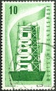 GERMANY - CIRCA 1956: a postage stamp from GERMANY, showing the word Europe vertically in a steel framework in front of