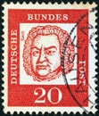 GERMANY - CIRCA 1961: A stamp printed in Germany from the `Famous Germans` issue shows Johann Sebastian Bach, circa 1961. Royalty Free Stock Photo