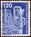 GERMANY - CIRCA 1975: A stamp printed in Germany from the `Industry and Technology` issue shows Chemical plant, circa 1975.