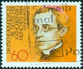 GERMANY - CIRCA 1984: A stamp printed in Germany shows Eugenio Pacelli Pope Pius XII, circa 1984.