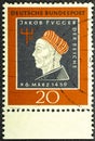 GERMANY - CIRCA 1959: a stamp printed in the Germany shows Jakob Fugger, 500th anniversary of the birth of Jakob Fugger the Rich,