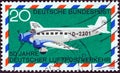 GERMANY - CIRCA 1969: A stamp printed in Germany shows Junkers Ju 52/3m `Oswald Boelke`, circa 1969.