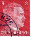 GERMANY - CIRCA 1942: A stamp printed in Germany shows portrait of Adolf Hitler, circa 1942. Royalty Free Stock Photo