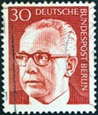 GERMANY - CIRCA 1971: A stamp printed in Germany shows a portrait of Federal President Gustav Heinemann, circa 1971.