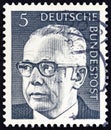 GERMANY - CIRCA 1970: A stamp printed in Germany shows a portrait of Federal President Gustav Heinemann.