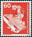 GERMANY - CIRCA 1975: A stamp printed in Germany from the `Industry and Technology` issue shows  X-ray apparatus, circa 1975. Royalty Free Stock Photo