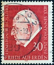 GERMANY - CIRCA 1969: A stamp printed in Germany from the `Pope John XXIII Commemoration` issue shows Pope John XXIII, circa 1969.