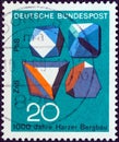 GERMANY - CIRCA 1968: A stamp printed in Germany shows Ore Crystals Millenary of ore mining in Harz Mountains, circa 1968.