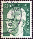 GERMANY - CIRCA 1971: A stamp printed in Germany shows a portrait of Federal President Gustav Heinemann, circa 1971.