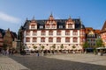 Germany, Coburg, Market Square with the statue of Prince Albert of Saxe-Coburg Gotha