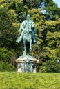 Germany, Coburg, statue of a man riding a horse in a park