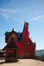 Germany, Cochem october 2018 .Reichsburg Cochem. Red autumn Germany.