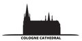 Germany, Cologne Cathedral city skyline isolated vector illustration. Germany, Cologne Cathedral travel black cityscape Royalty Free Stock Photo