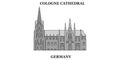 Germany, Cologne Cathedral city skyline isolated vector illustration, icons