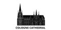 Germany, Cologne Cathedral flat travel skyline set. Germany, Cologne Cathedral black city vector illustration, symbol Royalty Free Stock Photo