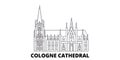 Germany, Cologne Cathedral line travel skyline set. Germany, Cologne Cathedral outline city vector illustration, symbol