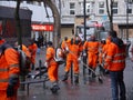 Employees of the urban street cleaning clean street from garbage