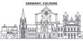 Germany, Cologne line skyline vector illustration. Germany, Cologne linear cityscape with famous landmarks, city sights