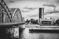 Germany Cologne, ship in river near bridge