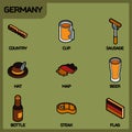 Germany color outline isometric icons Royalty Free Stock Photo