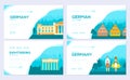 Germany country ornament travel tour concept. Traditional monument brochure card set. Ethnic template of flyear, web