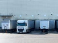 Germany - 03.20.2023: DAF XF truck is loading or unloading under the ramp