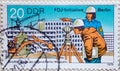 GERMANY, DDR - CIRCA 1979 : a postage stamp from Germany, GDR showing Construction projects for the large construction site of the